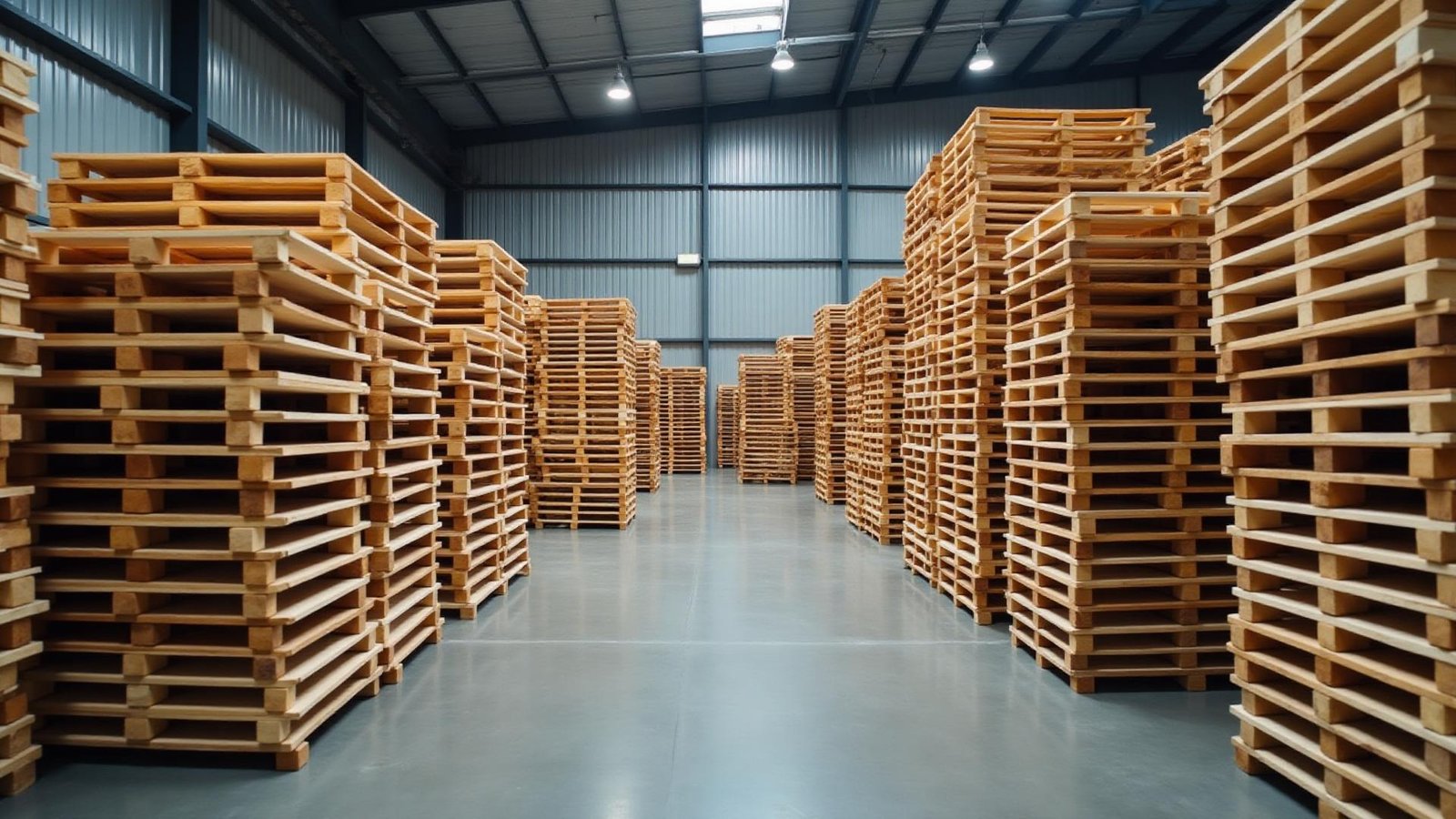 Wooden pallets warehouse